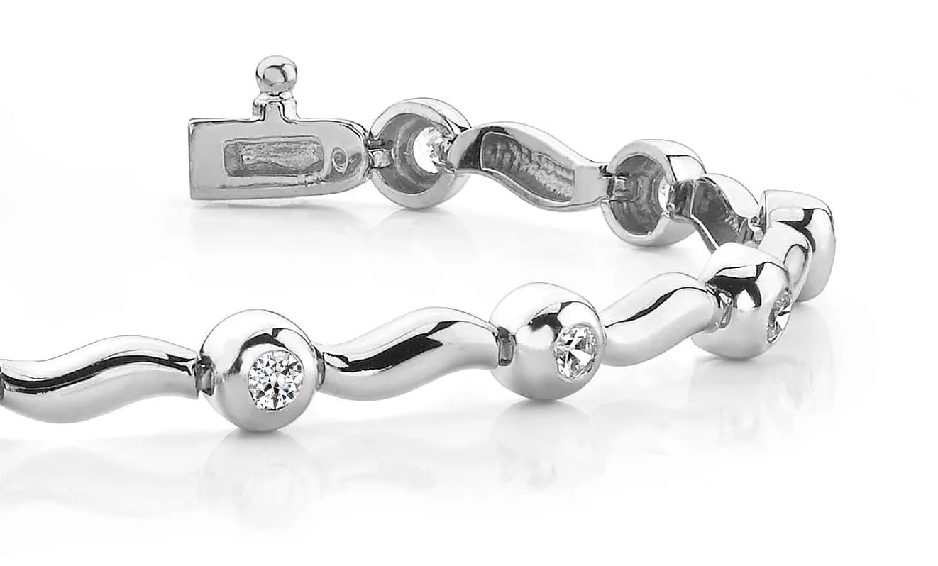 Wavy Link Diamond Bracelet with 0.52 ct.(finished) 2.25mm