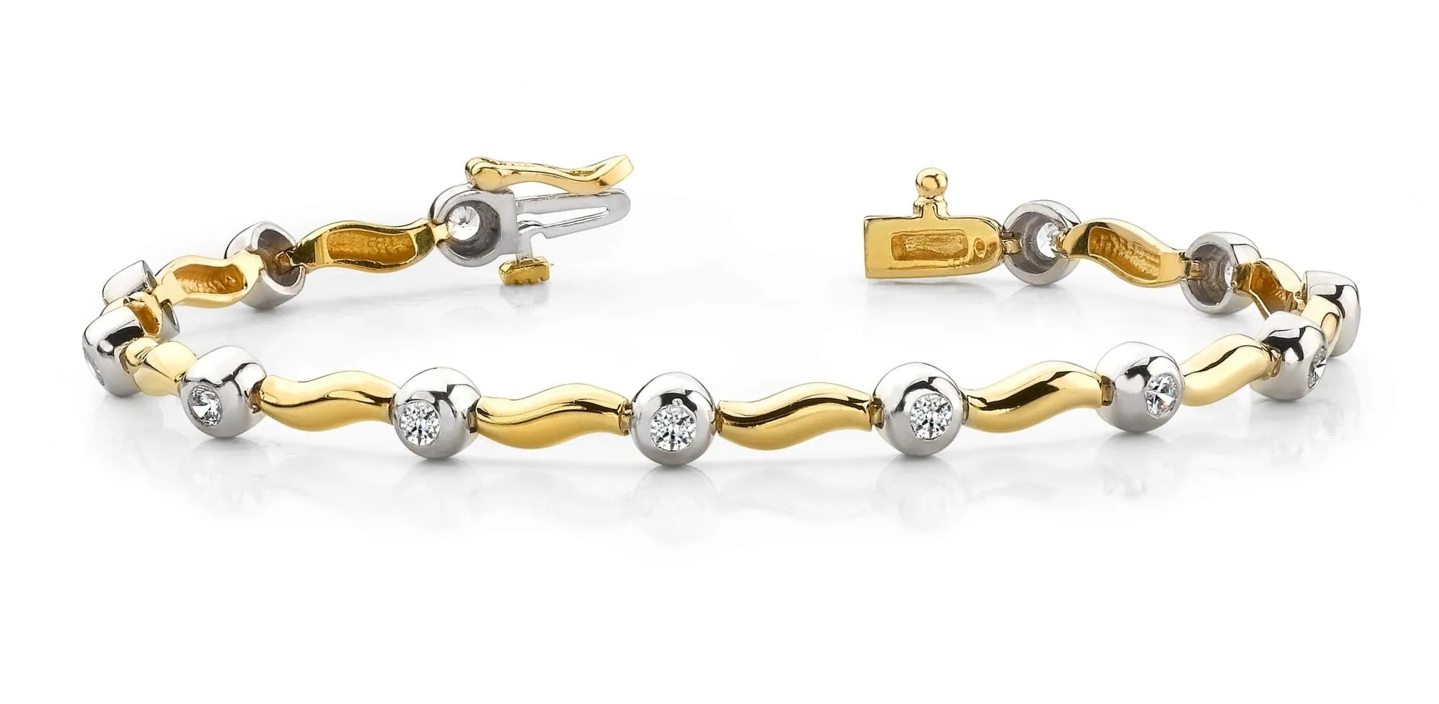 Wavy Link Diamond Bracelet with 0.52 ct.(finished) 2.25mm