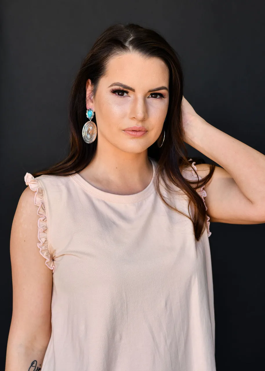 West and Co Silver and Turquoise Concho Earrings