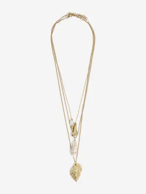 Westside Accessories Gold Cord Chain Shell Necklace Set - Pack of 2