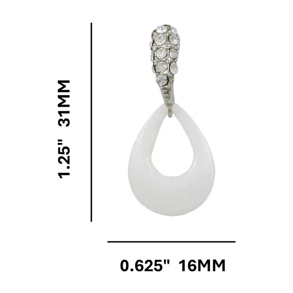 White Mother of Pearl Shell and Crystal Pierced Earring  - SLE103