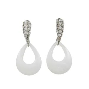 White Mother of Pearl Shell and Crystal Pierced Earring  - SLE103