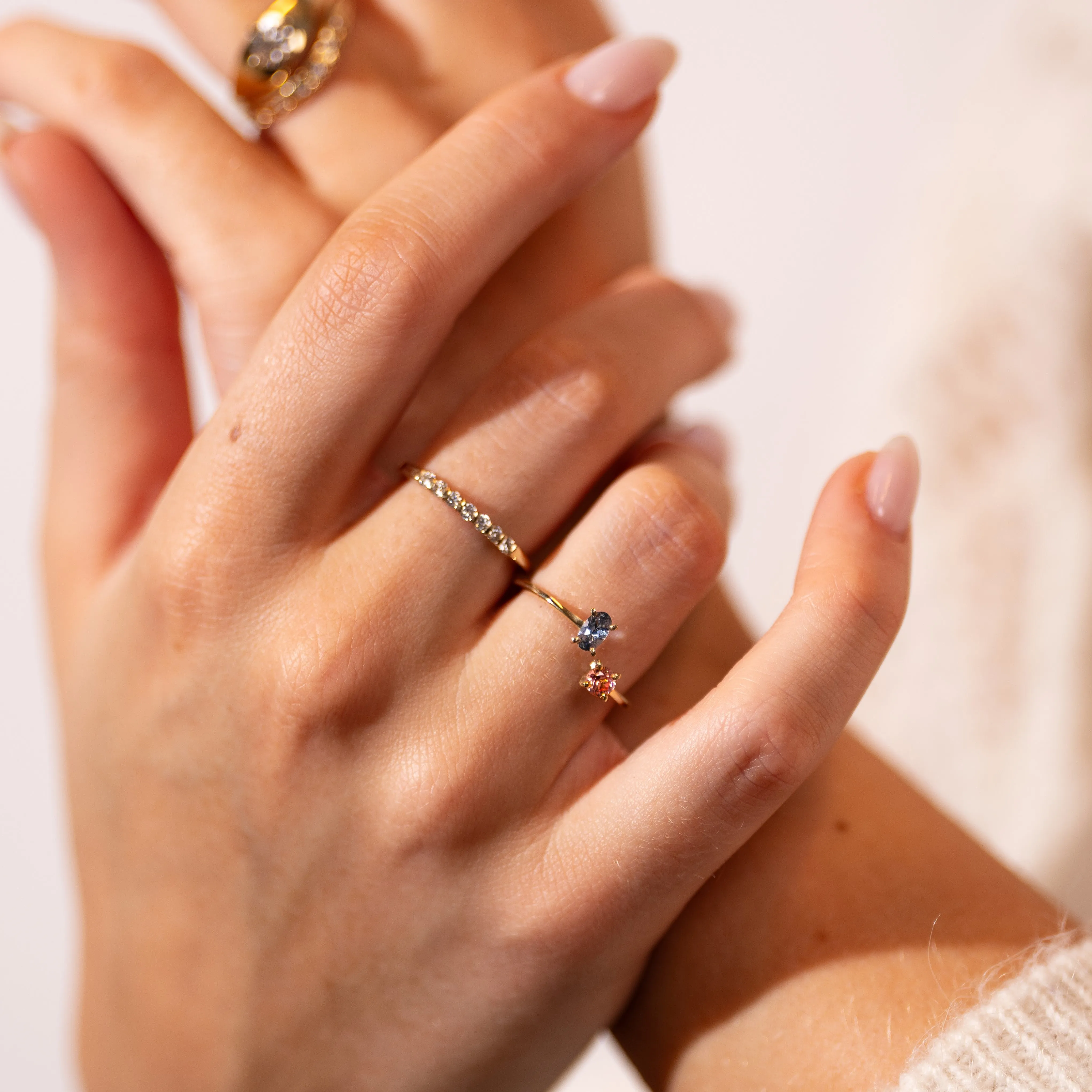 Women's sapphire and spinel ring