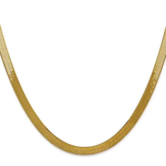 Yellow Gold (5mm) Silky Herringbone Necklace (16" - 24")