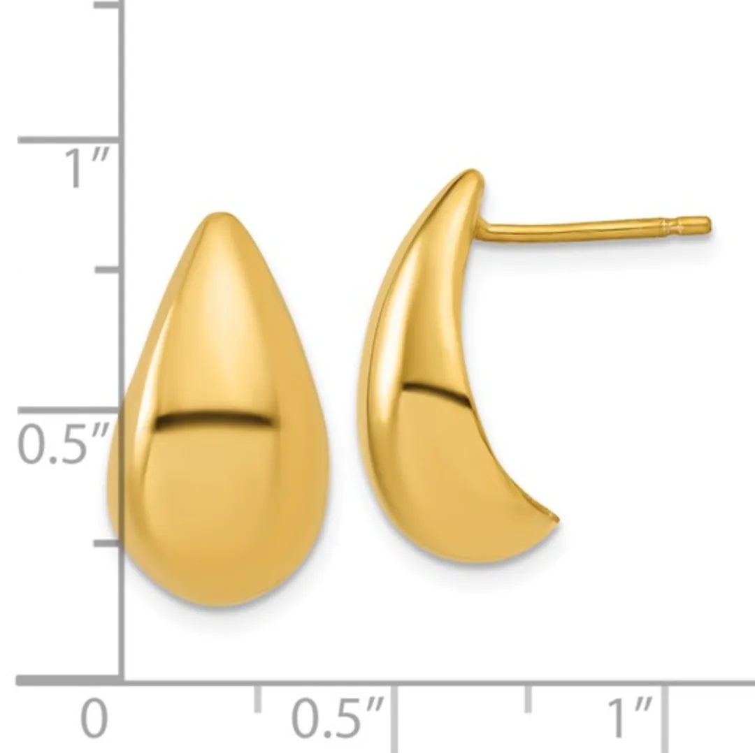 Yellow Gold-Plated Silver Tapered Teardrop Post Earrings