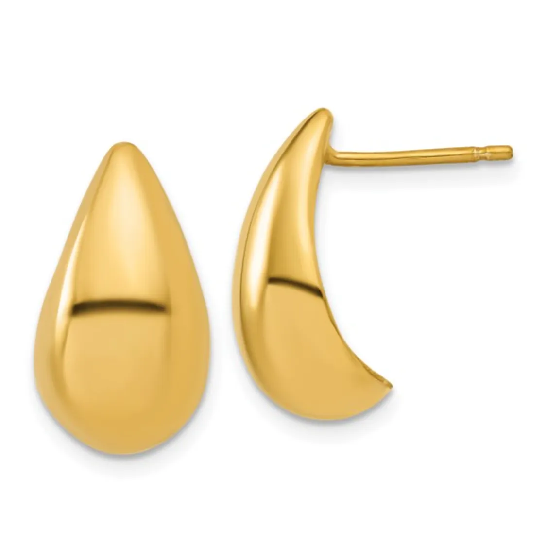 Yellow Gold-Plated Silver Tapered Teardrop Post Earrings