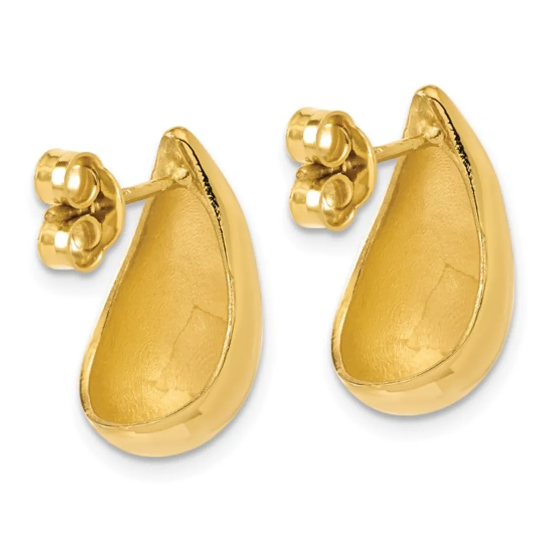 Yellow Gold-Plated Silver Tapered Teardrop Post Earrings