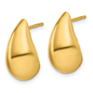 Yellow Gold-Plated Silver Tapered Teardrop Post Earrings