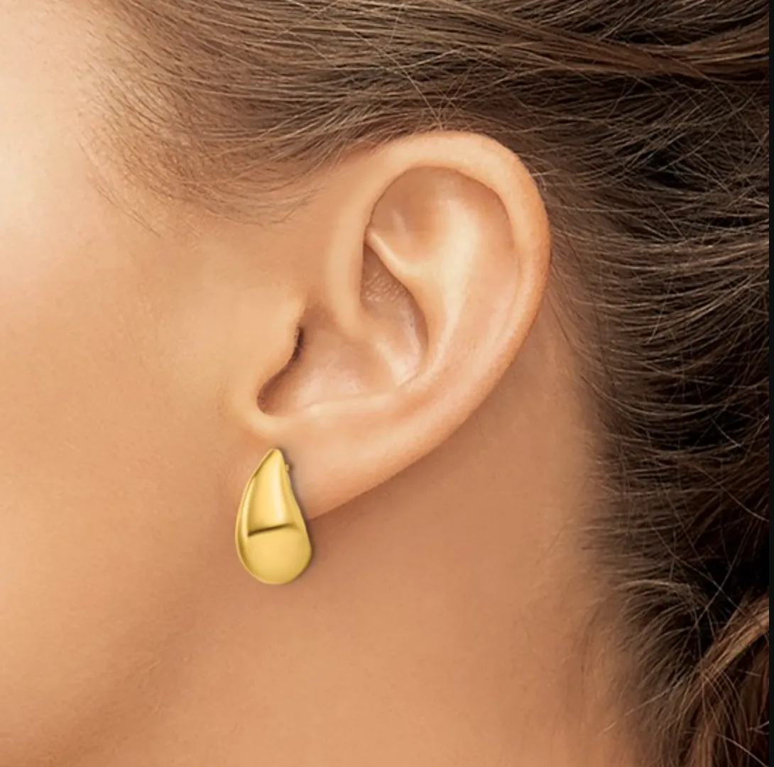 Yellow Gold-Plated Silver Tapered Teardrop Post Earrings