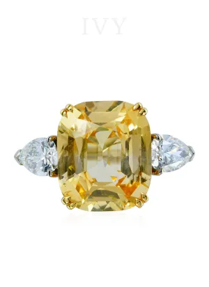 Yellow Sapphire and Diamond Ring