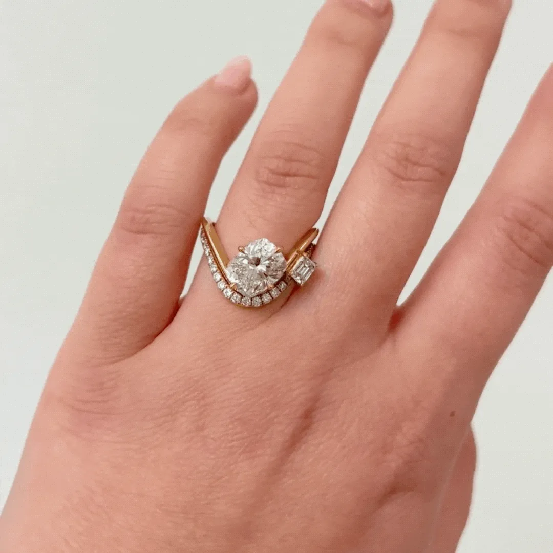 Zaha 2-Stone Cushion Curve Ring