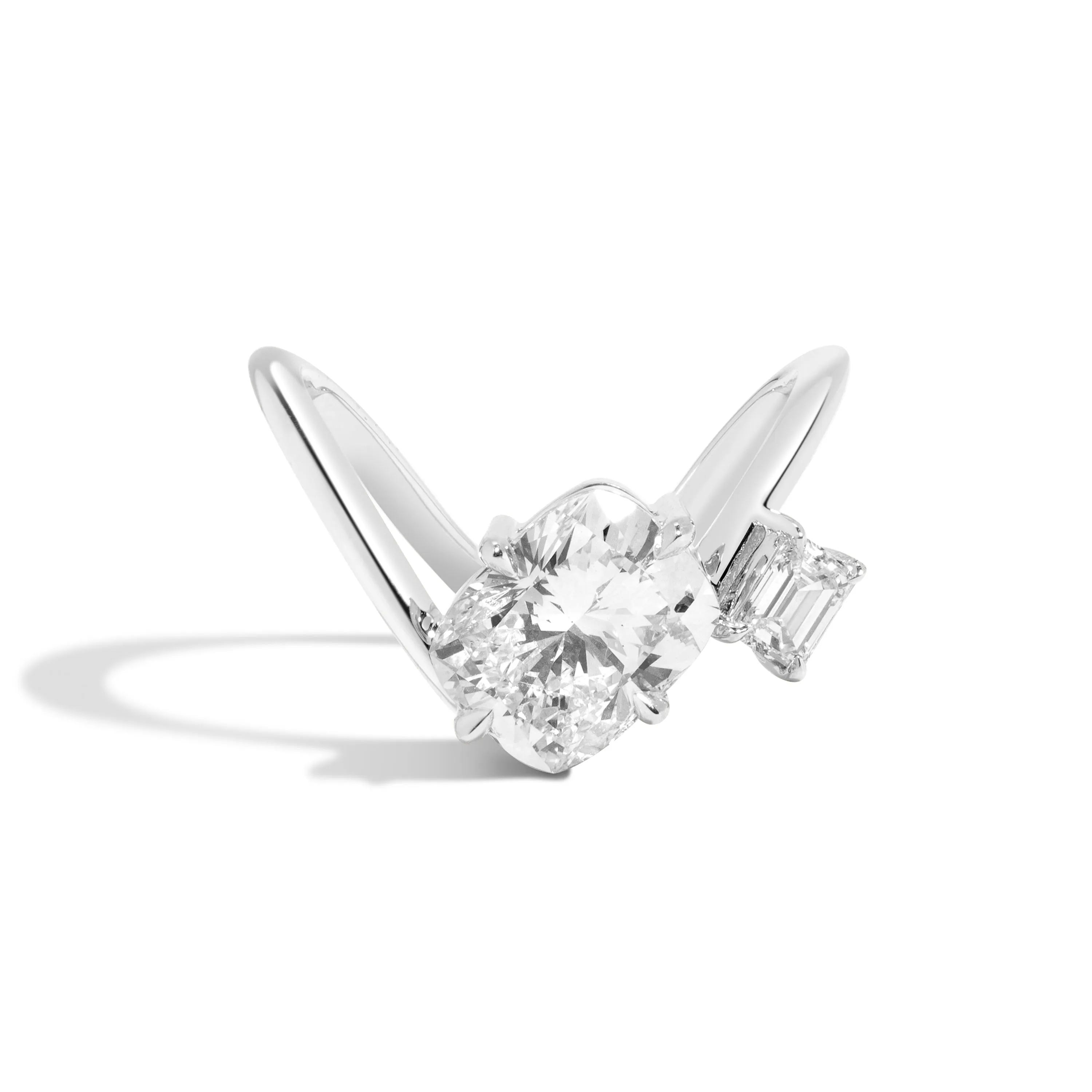 Zaha 2-Stone Cushion Curve Ring