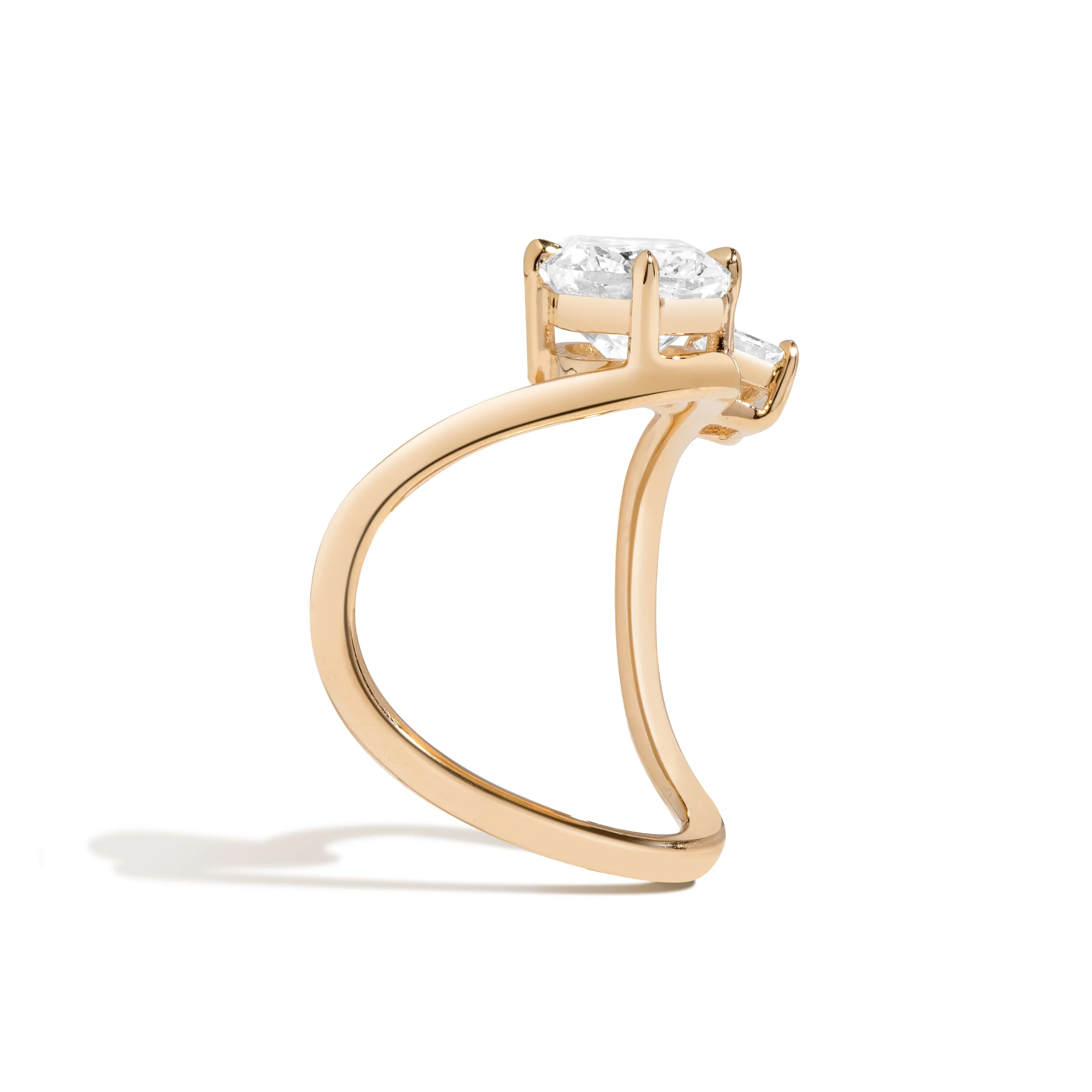Zaha 2-Stone Cushion Curve Ring